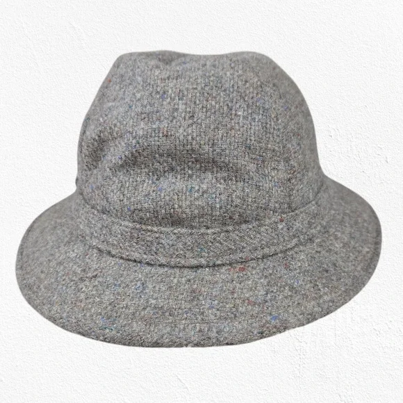 70s Vintage Brown Tweed Borsalino USA Union Made Casual Fedora Safari Wool Hat